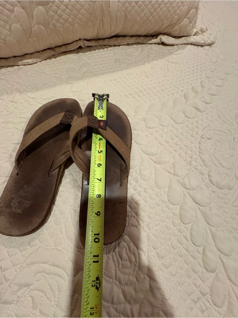 Men's Rainbow brand Brown Leather Flip Flops - Casual Sandals M8 W9.5